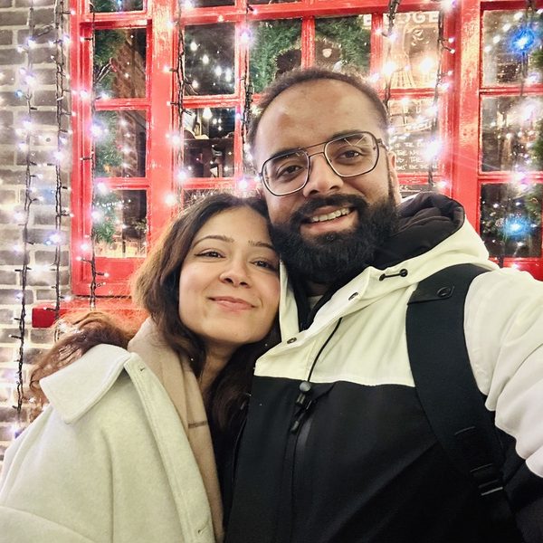 Akash Jain with his wife, Karnika